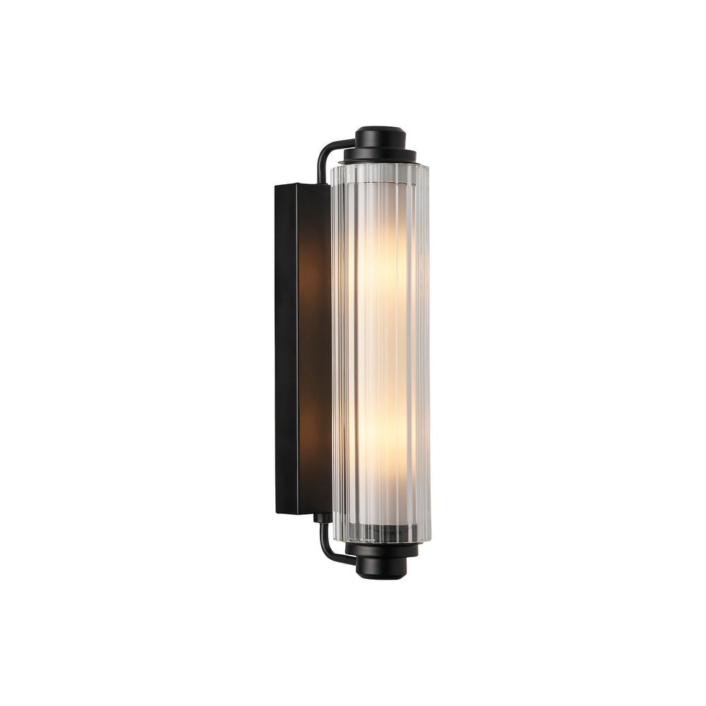 Wandleuchte Nimal Double IP44, moderne Wandbeleuchtung mit Glas und schwarzem Metalldesign.