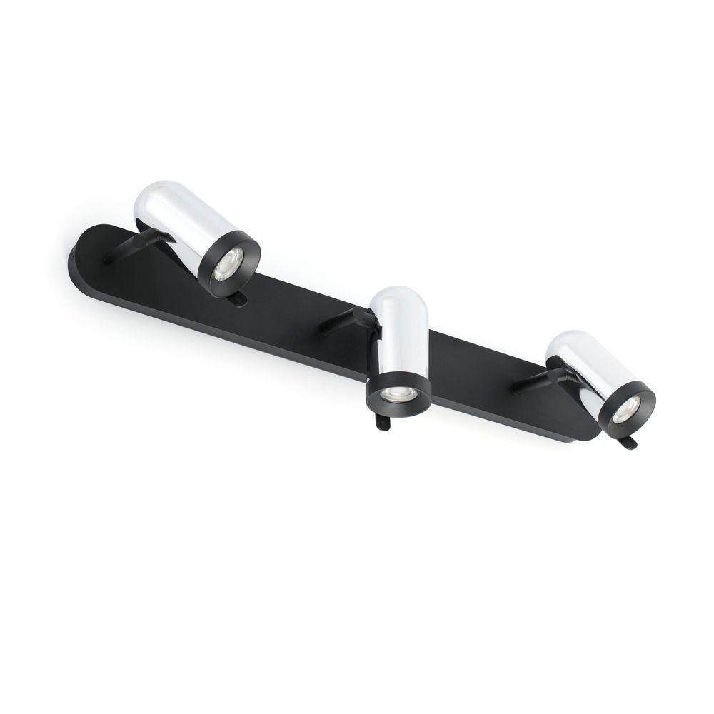 Lampe murale Orleans Chrome à 3 flammes, noir