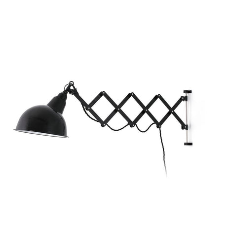 Wandleuchte RAS Schwarz mit flexibler Wandhalterung und schwarzem Lampenschirm.
