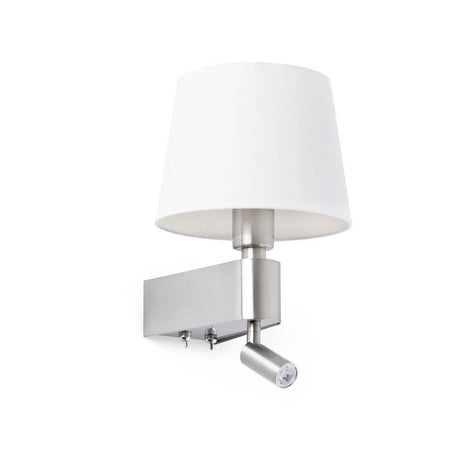 ROOM wall light with LED reading arm 2700K Nickel, White - elegant design with an energy-efficient LED reading arm.