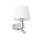 Wandleuchte ROOM mit LED-Lesearm 2700K Nickel, Weiß - elegantes Design mit energieeffizientem LED-Lesearm.