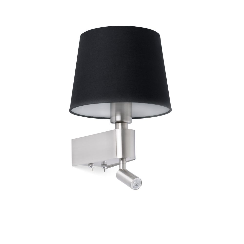 Salle de lampe murale avec lecture LED Lumière 2700K Nickel, noir