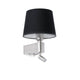 Wandleuchte ROOM mit LED-Leselicht 2700K Nickel, Schwarz - elegantes Design mit schwenkbarem LED-Leselicht