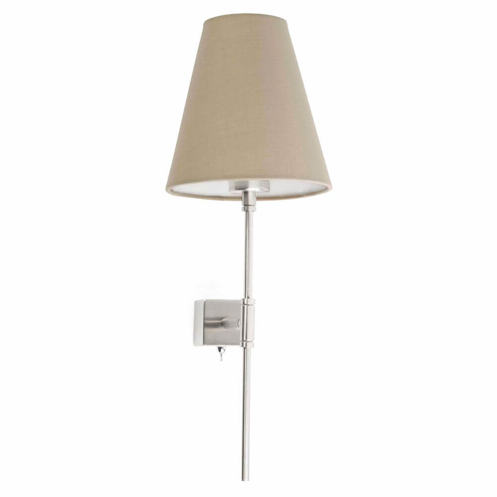 Wandleuchte SABANA Nickel-Matt, Beige mit stilvollem beige Lampenschirm an Wandbefestigung.