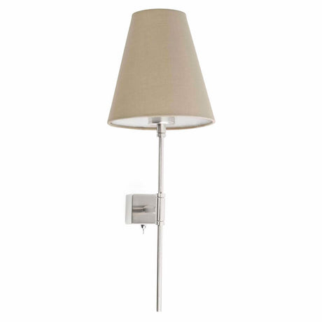 Wandleuchte SABANA Nickel-Matt, Beige mit stilvollem beige Lampenschirm an Wandbefestigung.