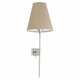 Wandleuchte SABANA Nickel-Matt, Beige mit stilvollem beige Lampenschirm an Wandbefestigung.
