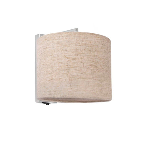 Wandleuchte SAHARA mit Schirm Chrom, stilvolle Wandlampe mit chromfarbenem Gestell und beigem Schirm.