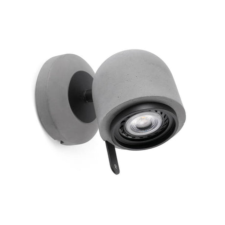 Wandleuchte STONE-1 Grau mit betontem Design und schwenkbarem Kopf für gezielte Beleuchtung.