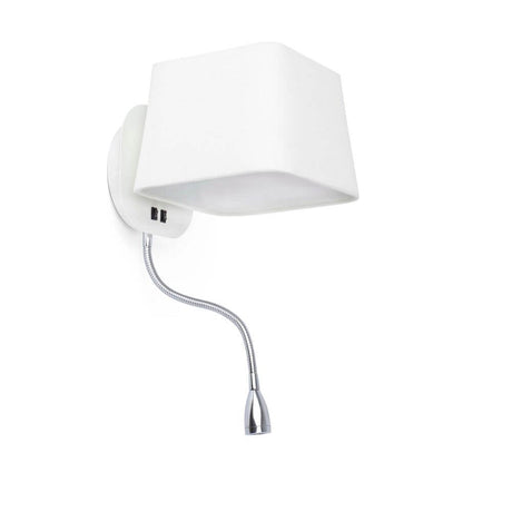 Wandleuchte SWEET mit LED-Lesearm Weiß, moderne Wandlampe mit flexiblem Lesearm und elegantem Design.