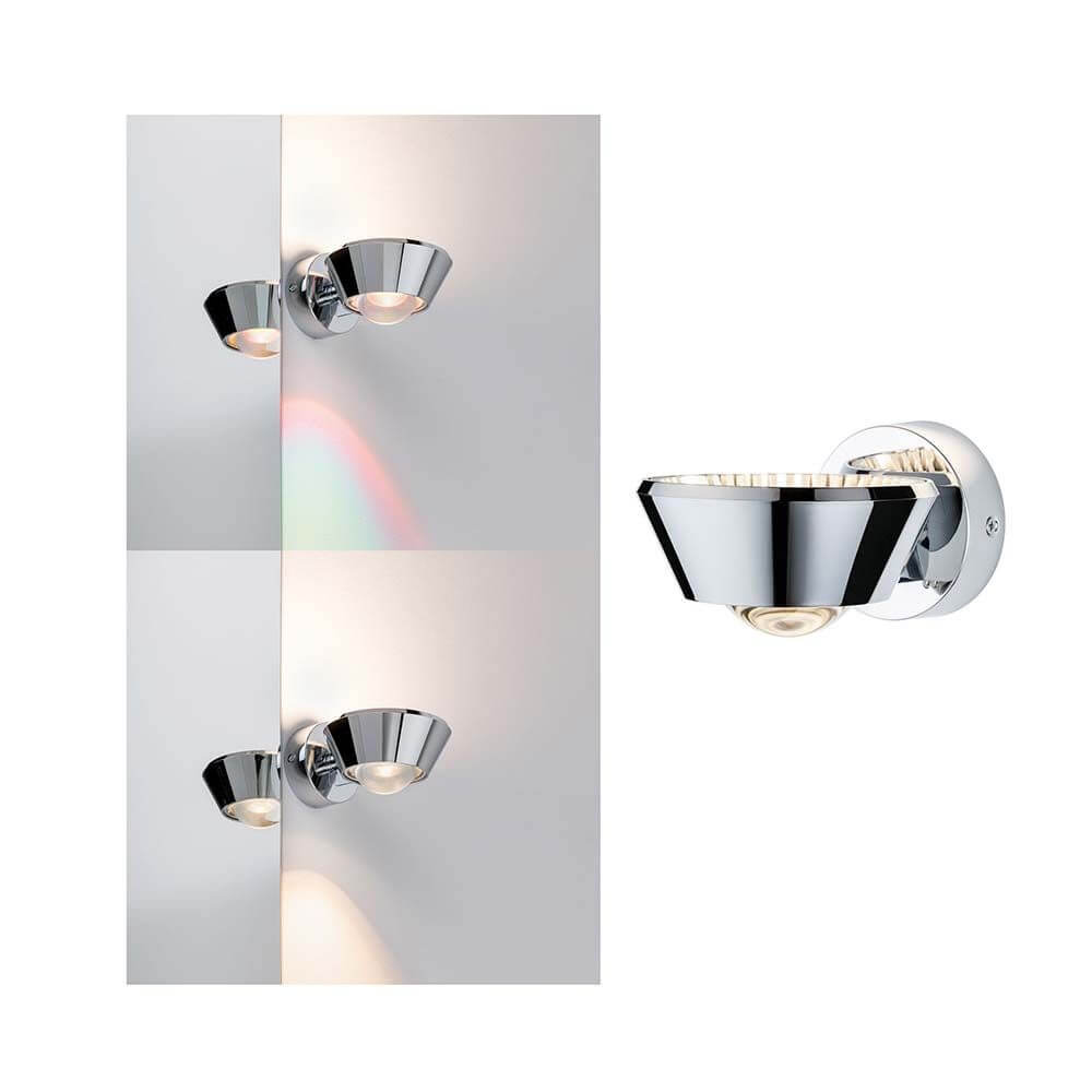 Wandleuchte Sabik IP44 LED Dimmbar 13W Chrom 230V mit dekorativen Lichteffekten und Spritzwasserschutz.