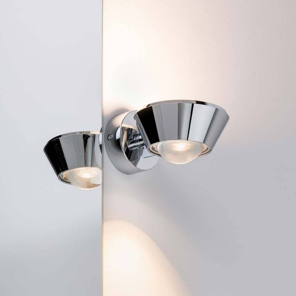 Wandleuchte Sabik IP44 LED Dimmbar 13W Chrom 230V mit stilvollem Design und Lichtabgabe nach oben und unten.