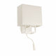 Wandleuchte VESPER mit LED-Leselampe Weiß, Beige an der Wand montiert mit flexiblem Lesearm.