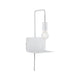 Wandleuchte mit Ablage Calvani Weiß, moderne Wandlampe mit integrierter Ablage und USB-Anschluss.