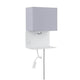 Merani Wandleuchte mit Ablage & LED Lesearm Grau, Weiß - moderne Wandlampe mit Ablage, LED-Lesearm und USB-Anschluss