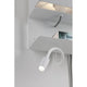 Merani Wandleuchte mit Ablage & LED Lesearm Grau, Weiß – weiße Wandlampe mit Regalablage und flexiblem LED-Lesearm, USB-Anschluss, Bett- oder Flurbeleuchtung