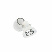 Wandstrahler RING-1 GU10 Weiß an Wand montiert, modernes Design, vielseitige Beleuchtungslösung für Innenräume.
