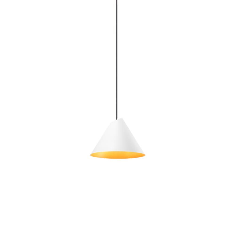 LED Pendelleuchte Shiek in Weiß und Goldfarben, ideal für den Esstisch.