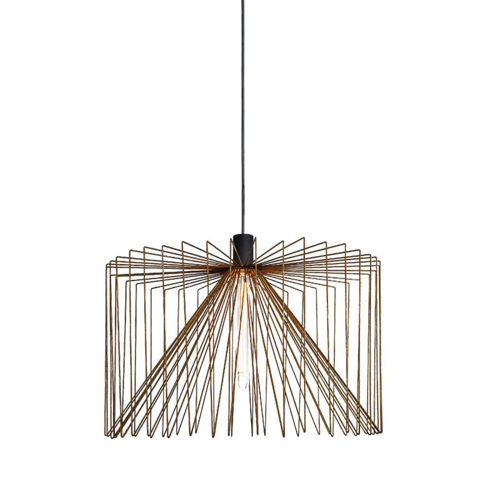 Pendellampe Wiro Rostfarben – moderne Hängeleuchte aus Draht mit auffälligem Design und stimmungsvollem Licht.