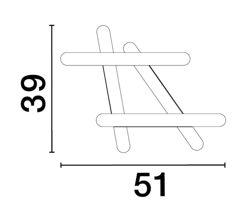 Maßzeichnung der Willow LED Deckenleuchte 39 cm x 51 cm, modernes Design.
