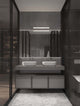 Willow LED Wandleuchte 3000K IP44 im modernen Badezimmer mit Doppelwaschbecken und grauem Marmor.