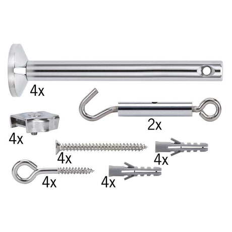 Wire System Light&Easy tension mounting set 4 deflection pulleys 165 mm chrome accessories and mounting elements