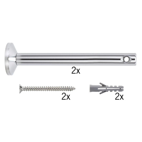 Cable system mounting set deflector suspension chrome accessory with screws and wall plugs, 2x each.