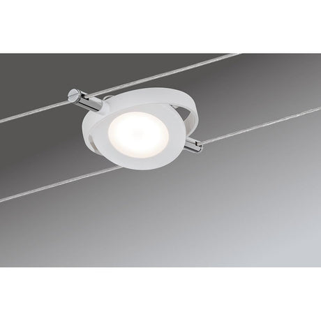 LED Seilsystem RoundMac 4x4W in Weiß, ideal für Wand- und Deckenmontage.