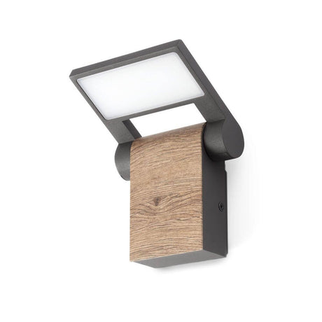 Wood Outdoor LED Wandlampe IP54 schwenkbar Anthrazit an einer wandmontierten Halterung