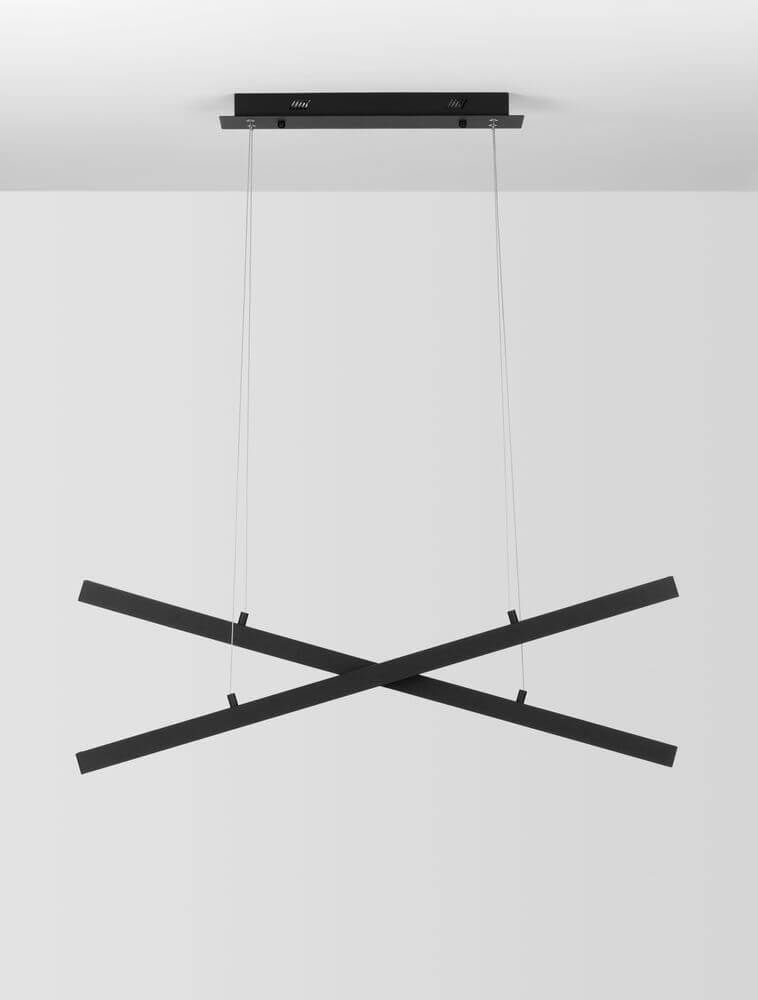 Moderne X-Line LED Pendelleuchte in Schwarz, zwei geflammig, stilvoll für Ihre Wohnraumbeleuchtung.