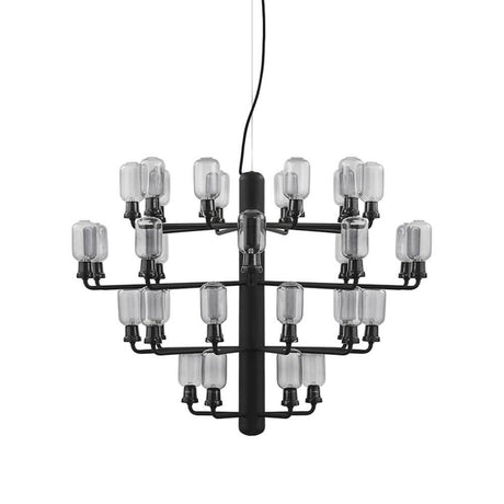 XXL Design żyrandol Amp Ø85cm dymno-czarny, elegancki żyrandol ze szkła i stali, stylowy design.