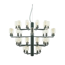 Lustre de design XXL Amp 85cm Ouro, Verde com design oval volumoso e elementos de mármore maciço.