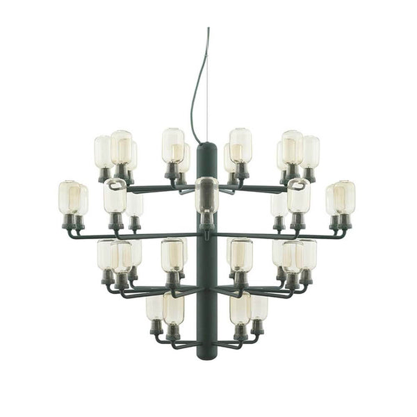 Lustre de design XXL Amp 85cm Ouro, Verde com design oval volumoso e elementos de mármore maciço.
