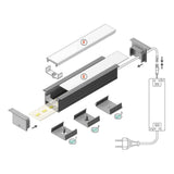 XXL Einbauprofil 200cm Schwarz ohne Abdeckung für LED-Strips