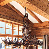 XXL Hirschweih førte Lüster 200 x 90 cm til Chalet
