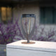 Solar path light Tulip, grey, height-adjustable, 47cm, modern tulip shape with LED lighting, garden view