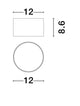 Ziaza LED Deckenleuchte Ø 12cm 3000K – technische Zeichnung mit Abmessungen 12 cm Durchmesser, 8,6 cm Höhe