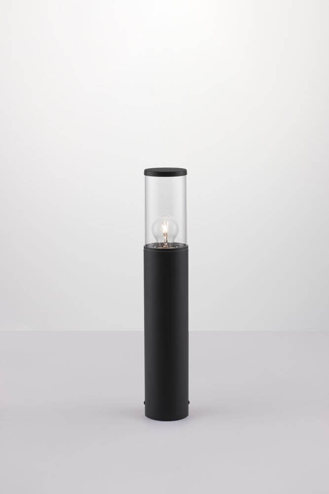 Zosia Außenpollerleuchte Dunkelgrau IP65 mit robustem Design aus Acryl und Aluminium für Gartenbeleuchtung.