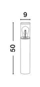 Zosia Außenpollerleuchte Dunkelgrau IP65 - Technische Zeichnung mit Abmessungen 50 cm Höhe und 9 cm Durchmesser.