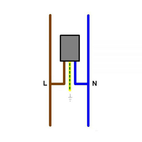Zubehör Entstörer gegen blinkende LEDs - Diagramm zur Verbindung mit L und N für stabile LED-Beleuchtung.