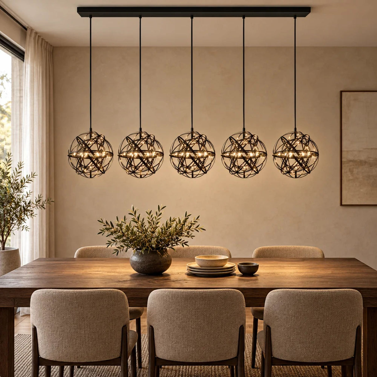 s.luce Atom LED dining table pendant light 2 to 5-light beam 120cm