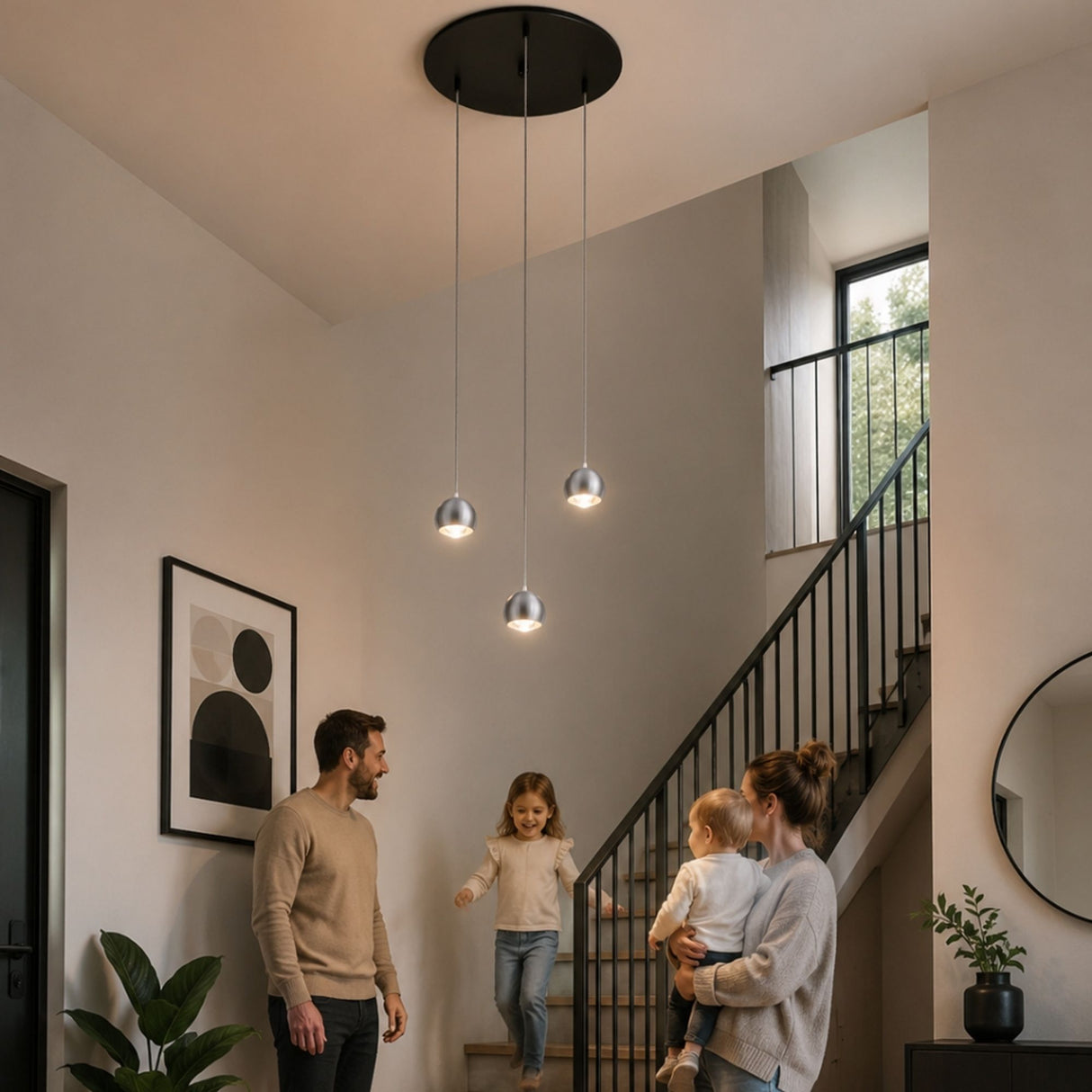 s.luce Modułowa lampa wisząca z baldachimem 3-światłowym lub 5-światłowym