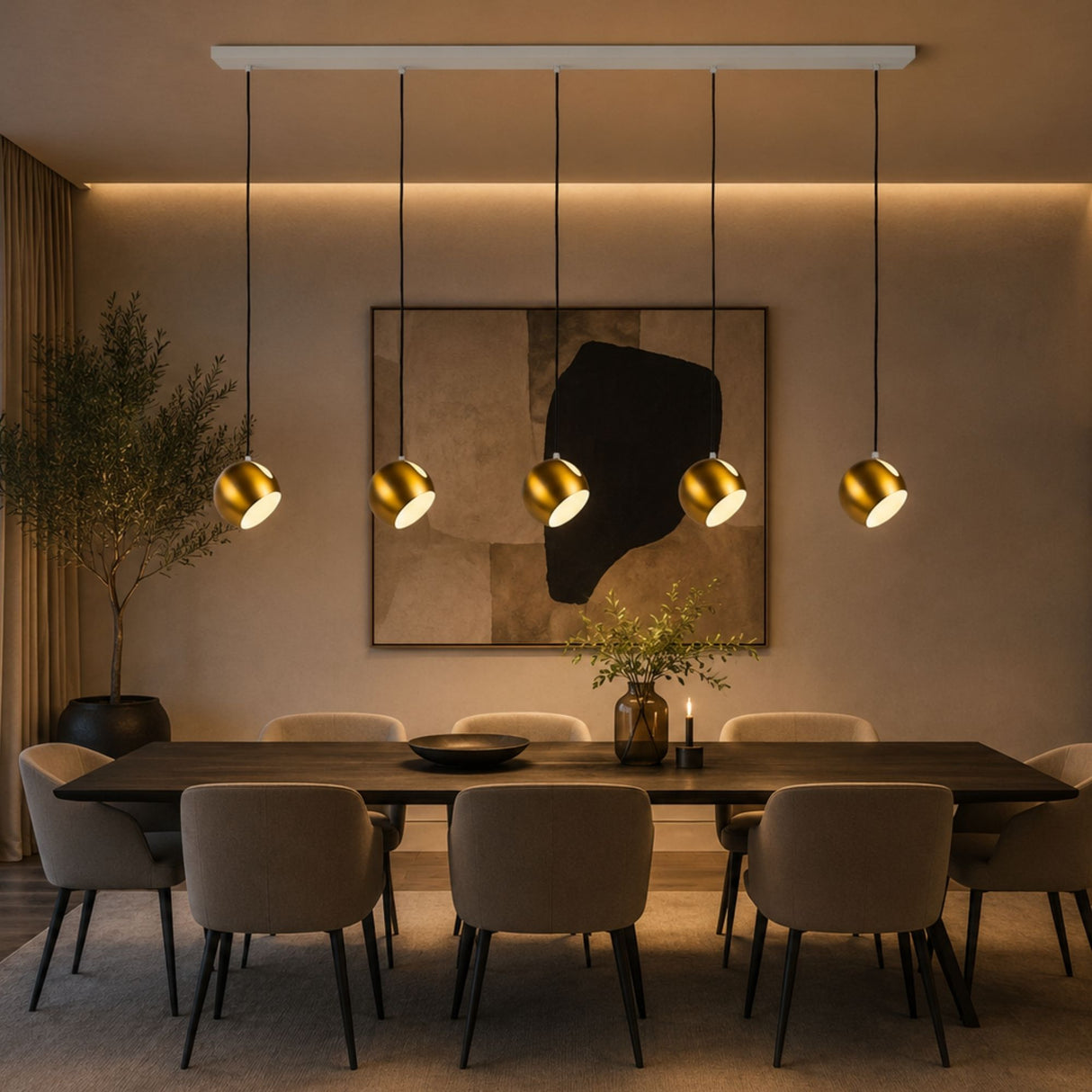 s.luce Ball dining table pendant light with rotatable shade Ø 20 cm 160 cm canopy 
