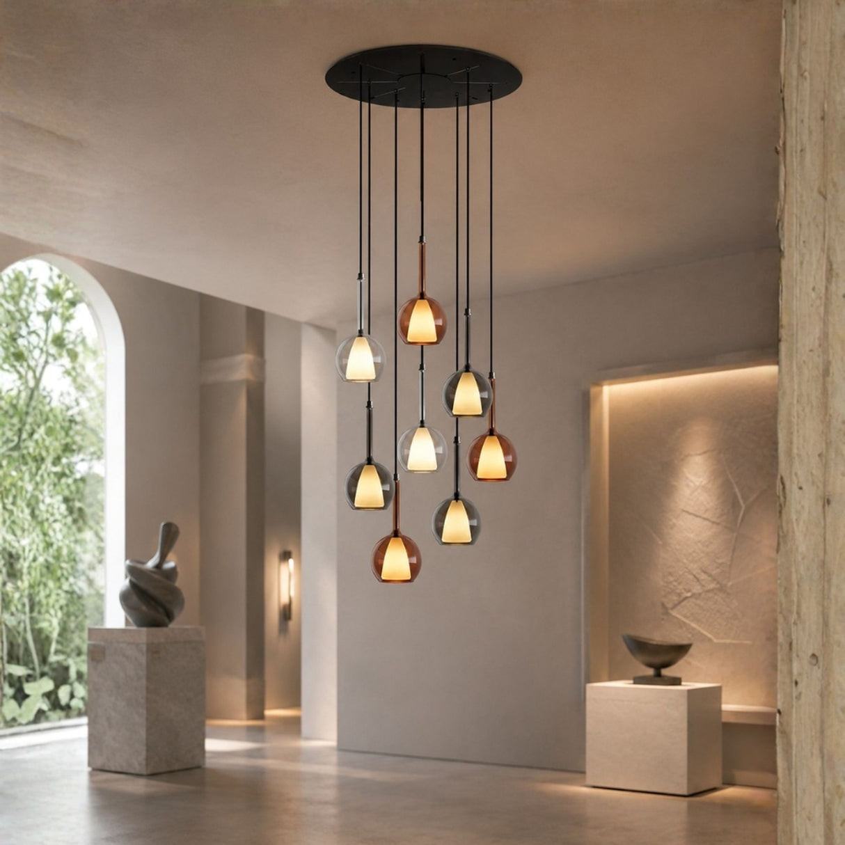 s.luce Belluna Galerieleuchte 8-flammig Ø 80cm Baldachin