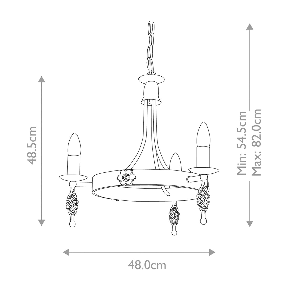 Kronleuchter Belfry 3-flammig klassisch Schwarz 48cm (5)