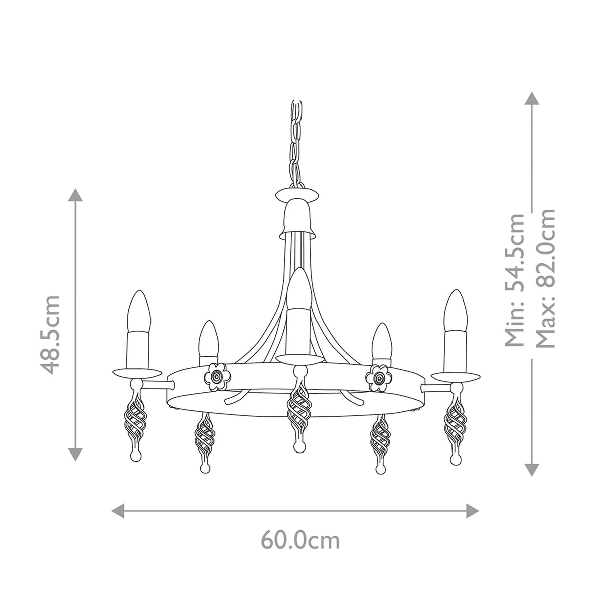 Kronleuchter Belfry 5-flammig Schwarz Ø 60cm (5)