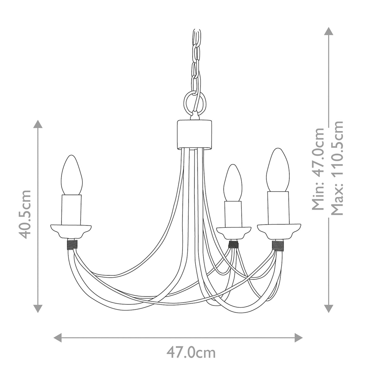 Carisbrooke 3-light chandelier Black Ø 47cm (4)
