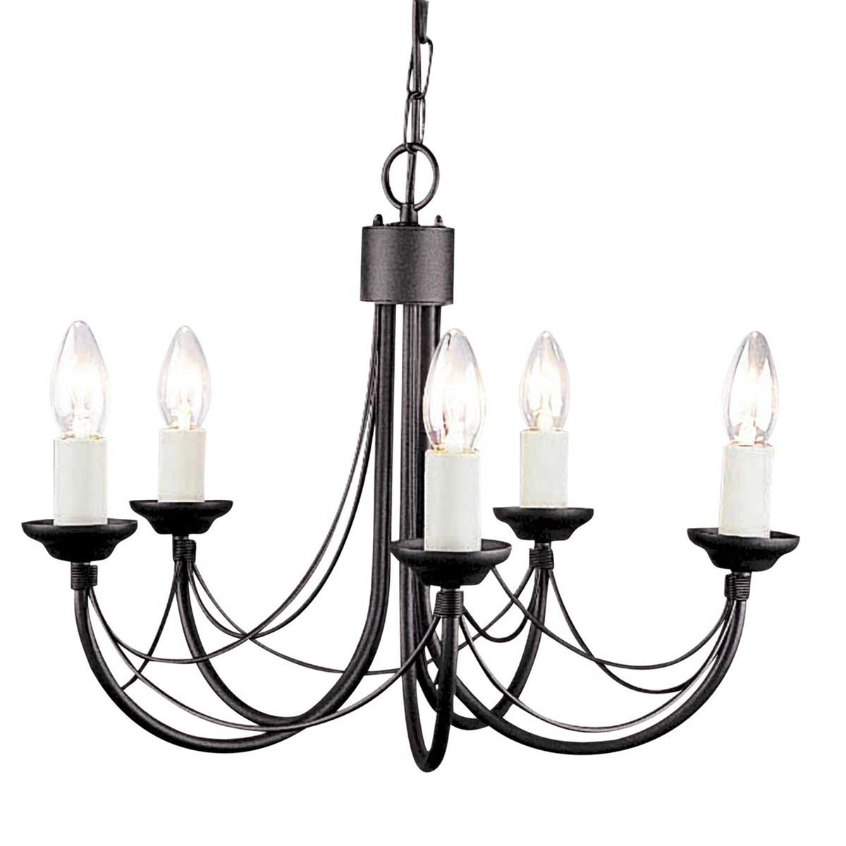 Lustre Carisbrooke à 5 lampes, hauteur réglable, noir (1)