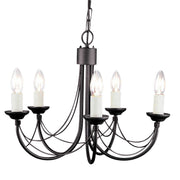 Carisbrooke chandelier, 5-light, height-adjustable, black (1)