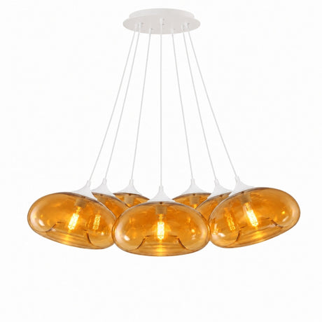 s.luce Cruet Cluster Glas-Pendelleuchte 7-flammig 7x28cm