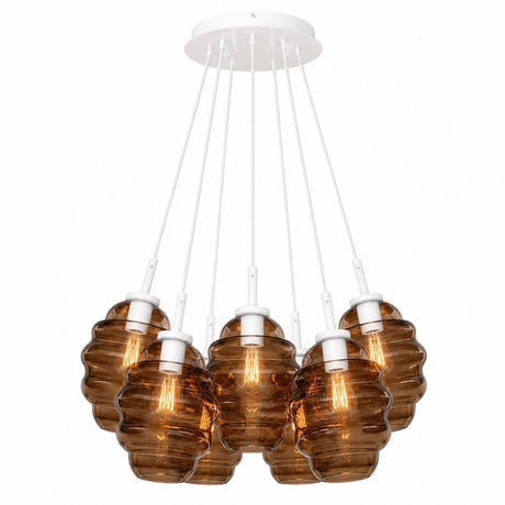 s.luce Echos Glas-pendellampe, klynge, 7 lyskilder, 3x18 cm 